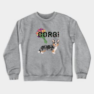 Welsh Corgi Cardigan Dog with Tulip Flower Bouquet Crewneck Sweatshirt